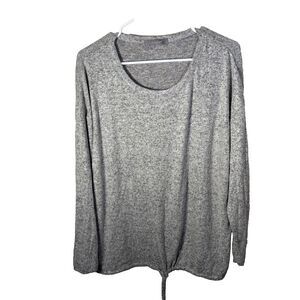 Wandering Dreams T-Shirt Women's 1X Gray Fleece Tie Round Neck Long Sleeve